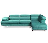Menzzo Alfa - Sofá esquinero, Terciopelo, Verde, 260