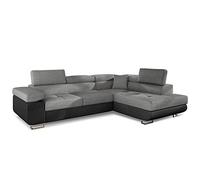 Menzzo Antoni Sofá Convertible, Madera, Negro/Gris 200