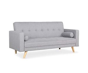 Menzzo Canapé Convertible scandinave Sofá Cama, poliéster, Gris Claro, 186 x 75 x 89 cm