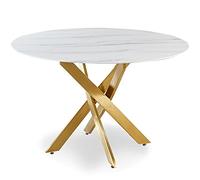 Menzzo Corix Mesa, Oro, 120 x 120 x 75 cm, Cristal de 8 mm de Grosor