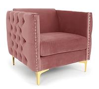 Menzzo Joshua Sillón tapizado de Terciopelo Rosa
