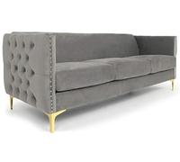 Menzzo Joshua Sofá de Terciopelo, Plata, L204 x P70 x H74 cm