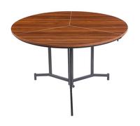 Menzzo Mesa Redonda Plegable Cokelio - Metal & Bandeja 3 Partes Madera Avellana - Ø 120 cm - Mesa Ahorro de Espacio para Comedor o Cocina