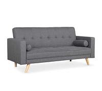 Menzzo Slow Sofá escandinavo Convertible y Muy cómodo, Tela, Gris Oscuro, Dimensions : L186 x P75 x H89 cm