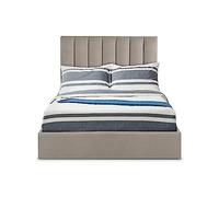 Menzzo Songe - Cama con Espacio de Almacenamiento + somier de láminas, tapizado en Terciopelo Gris Topo 140 cm