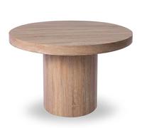 Menzzo Suzie at8422cheneclair - Mesa, redonda, extensible, de madera y metal, 260 x 110 x 76 cm, roble claro