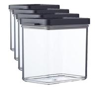 Mepal - Caja de Almacenaje Omnia - Tarros de Conservación de Cocina con Tapa para Alimentos Secos - Organizador de Cocina - Caja de Frescura Apilable y Hermética - 1100 ml - Black (Paquete de 4)