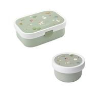 Mepal Caja de frutas y bento para niños, apta para lavavajillas y sin BPA, 300 y 750 ml, con compartimentos, tenedor y cierre de clip, perfecto para aperitivos y comidas, Little Farm