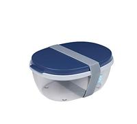 Mepal - Ensaladera Ellipse - Fiambrera para Ensaladas con Varios Compartimentos - Bento Box para Ensaladas sobre la Marcha - Comida Sana y Estilo de Vida - 1300 ml + 600 ml - Nordic Denim