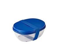 Mepal - Ensaladera Ellipse - Fiambrera para Ensaladas con Varios Compartimentos - Bento Box para Ensaladas sobre la Marcha - Comida Sana y Estilo de Vida - 1300 ml + 600 ml - Vivid blue