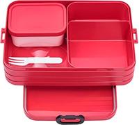 Mepal Fiambrera Bento Take A Break Nordic Red Grande - Fiambrera con Compartimentos para hasta 8 panes de Mantequilla, ABS 1500 ml
