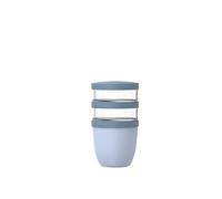 Mepal - Fiambrera de 3 piezas Ellipse - Práctico Vaso para Yogur y Muesli - Espacio para Aperitivos y Aderezos - Apto para Congelador, Microondas y Lavavajillas - 500 + 200 + 200 ml - Nordic blue