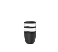 Mepal - Fiambrera de 3 piezas Ellipse - Práctico Vaso para Yogur y Muesli - Espacio para Aperitivos y Aderezos - Apto para Congelador, Microondas y Lavavajillas - 500 + 200 + 200 ml - Nordic black