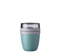 Mepal - Fiambrera Ellipse Mini - Práctico Vaso para Yogur y Muesli - Compartimentos separados para Porta Alimentos - Apto para Congelador, Microondas y Lavavajillas - 300 ml + 120 ml - Nordic Green