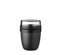 Mepal - Fiambrera Ellipse Mini - Práctico Vaso para Yogur y Muesli - Compartimentos separados para Porta Alimentos - Apto para Congelador, Microondas y Lavavajillas - 300 ml + 120 ml - Nordic Black