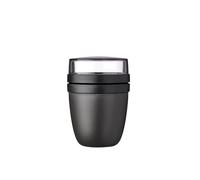 Mepal - Fiambrera Ellipse - Práctico Vaso para Yogur y Muesli - Compartimentos separados para Porta Alimentos - Apto para Congelador, Microondas y Lavavajillas - 500 ml + 200 ml - Nordic Black