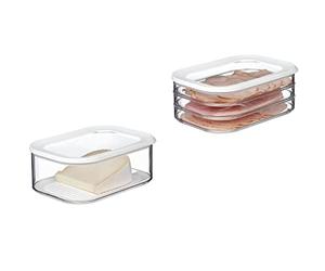 Mepal Juego de 2 recipientes herméticos para comida y queso Modula, ideal para guardar alimentos, apto para lavavajillas - Nordic White