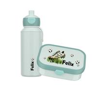 Mepal Juego de almuerzo personalizado, diseño de campus, fiambrera y botella de fútbol, color menta