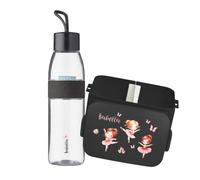 Mepal Juego de fiambrera personalizada, fiambrera con separador, botella de agua Ellipse 500 ml, bailarina (Midi negro)