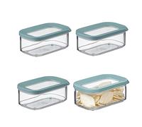 Mepal Juego de recipientes de almacenamiento Modula, 425 ml, recipiente de plástico con tapa, 4 unidades, ideal para guardar alimentos, apilable y ahorra espacio, apto para lavavajillas, verde nórdico