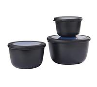 Mepal - Multi Bowl Cirqula 3-Piece Set - Food Storage Container with Lid - Suitable as Airtight Storage Box for Fridge & Freezer, Microwave Container & Servable Dish - 350, 750, 1250ml - Nordic Black,