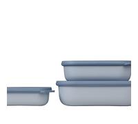 Mepal - Multi Bowl Cirqula Rectengular 3-Partes - Caja de Almacenamiento de Alimentos con Tapa - Caja de Almacenamiento Hermética para Nevera y Microondas - 500 ml, 1000 ml & 2000 ml - Nordic blue