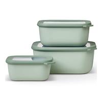 Mepal - Multi Bowl Cirqula Rectengular 3-Partes - Caja de Almacenamiento de Alimentos con Tapa - Caja de Almacenamiento Hermética para Nevera y Microondas - 500 ml, 1000 ml & 3000 ml - Nordic sage