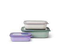 Mepal - Multi Bowl Cirqula Rectengular 3-Partes - Caja de Almacenamiento de Alimentos con Tapa - Caja de Almacenamiento Hermética para Nevera y Microondas - 500 ml, 1000 ml & 2000 ml - Assorti