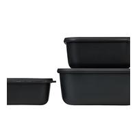 Mepal - Multi Bowl Cirqula Rectengular 3-Partes - Caja de Almacenamiento de Alimentos con Tapa - Caja de Almacenamiento Hermética para Nevera y Microondas - 500 ml, 1000 ml & 3000 ml - Nordic black