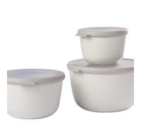 Mepal - Multi Bowl Cirqula Redondo 3-Partes - Caja de Almacenamiento de Alimentos con Tapa - Caja de Almacenamiento Hermética para Nevera y Microondas - 500 ml, 1000 ml & 2000 ml - Nordic White