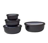 Mepal - Multi Bowl Cirqula Redondo 4-Partes - Caja de Almacenamiento de Alimentos con Tapa - Caja de Almacenamiento Hermética para Nevera y Microondas - 350, 750, 1250 & 2250 ml - Nordic black