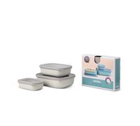 Mepal - Multi Bowl Cirqula Rectengular 3-Partes - Caja de Almacenamiento de Alimentos con Tapa - Caja de Almacenamiento Hermética para Nevera y Microondas - 500 ml, 1000 ml & 2000 ml - Nordic white
