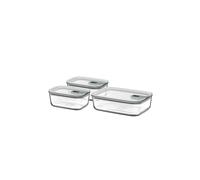 MEPAL Set de recipientes de vidrio para alimentos de 3 piezas EASYCLIP 2X700ml/1,5L Vidrio /Nd. Salvia transparente