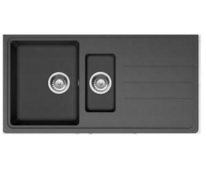 Mepamsa Janus 9750 - Fregadero negro reversible 1 cubeta y 1 escurridor