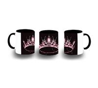 MERCHANDMANIA Taza Negra blackpink logo corona queen reinas kpop color mug