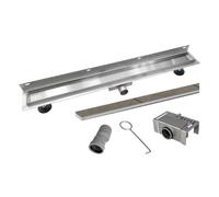 Mereo - Canaleta de acero inoxidable para montar en la pared, con rejilla Tile, 80 x 7 cm CZ182