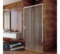 Mereo Lima: Juego de canal de acero inoxidable y puerta de ducha de 800x1900 mm, cromo/vidrio, modelo CK80612KZ