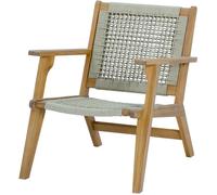 Merida Sillón bajo en madera FSC Acacia y resina trenzada - Verde oliva