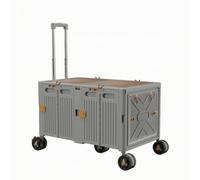 MERIGLARE Baúl Plástico con Ruedas Portátil | Caja Plegable con Tapa, para Mudanza, Gris