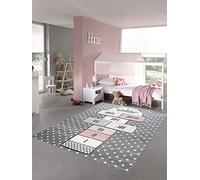 Merinos Juego de Alfombra para niños Juego de alfombras en Gris Crema Rosado Größe 120x170 cm