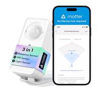Meross Detector de Presencia MS600, Sensor de Presencia de Radar Ondas Milimétricas+PIR, Soporta Matter, HomeKit, Alexa, Google Home y Home Assistant, No Requiere Hub