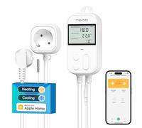 Meross Inteligente Enchufe de Digital Termostato con Sonda, 2,4GHz WiFi Controlador de Temperatura Enchufe Termostato 16A 3840W, Compatible con Apple HomeKit, Alexa y Google Home