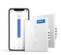 Meross Interruptor de Cortina Alexa, Interruptor de Persianas LED Inteligentes WiFi, Compatible con Alexa y Google Assistant, Control por Porcentaje, 2.4Ghz, Paquete de 2 (Necesita Cable Neutro)