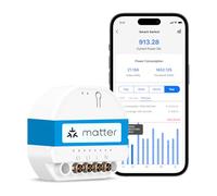 Meross Interruptor Inteligente Matter MSS815, 1 Via | Cable Neutro Requerido | Control de Luz y Monitoreo Consumo Eléctrico | Configuración Rápida | Compatible con Apple HomeKit, Alexa y Google Home