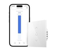 Meross Interruptor Persiana WiFi, Interruptor de Cortina LED Inteligentes WiFi, Compatible con Alexa y Google Assistant, Control por Porcentaje, 2,4 GHz, 1 Pieza (Necesita Cable Neutro)