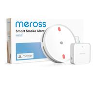 Meross Matter Detector de Humo con Hub MSH450, Alarma de Incendio WiFi | Notificaciones mediante App, alarma de incendio, compatible con Apple Home y Home Assistant, certificado EN14604, 1 kit