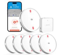 Meross Matter Detector de Humo Conectado con Hub MSH450, Sistema Alarma Incendio Inteligente WiFi con luz LED roja de evacuación, Compatible Apple Home y Home Assistant, Certificado EN14604, 6 Piezas