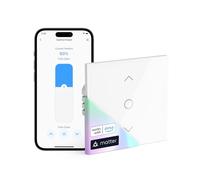 meross Matter Interruptor Persiana WiFi 80x80mm, Compatible HomeKit/Alexa/Google, Control Porcentaje/Voz/App/Programación, Control Local sin Internet, Respuesta Milisegundos (Necesita Neutro)