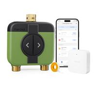 Meross Programador Riego WiFi 2 Salidas MST200, App Riego Automatico de Jardín & Control Remoto, Retraso Lluvia y Monitoreo Consumo Agua, Compatible con Apple Home, Alexa y Google Home, Verde, 2.4GHz