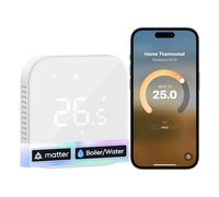 Meross Termostato Calefaccion WiFi Caldera, Termostato WiFi Matter | Compatible con Home Assistant, HomeKit, Alexa y Google Assistant, Empotrado en Pared, Bajo Consumo, Blanco